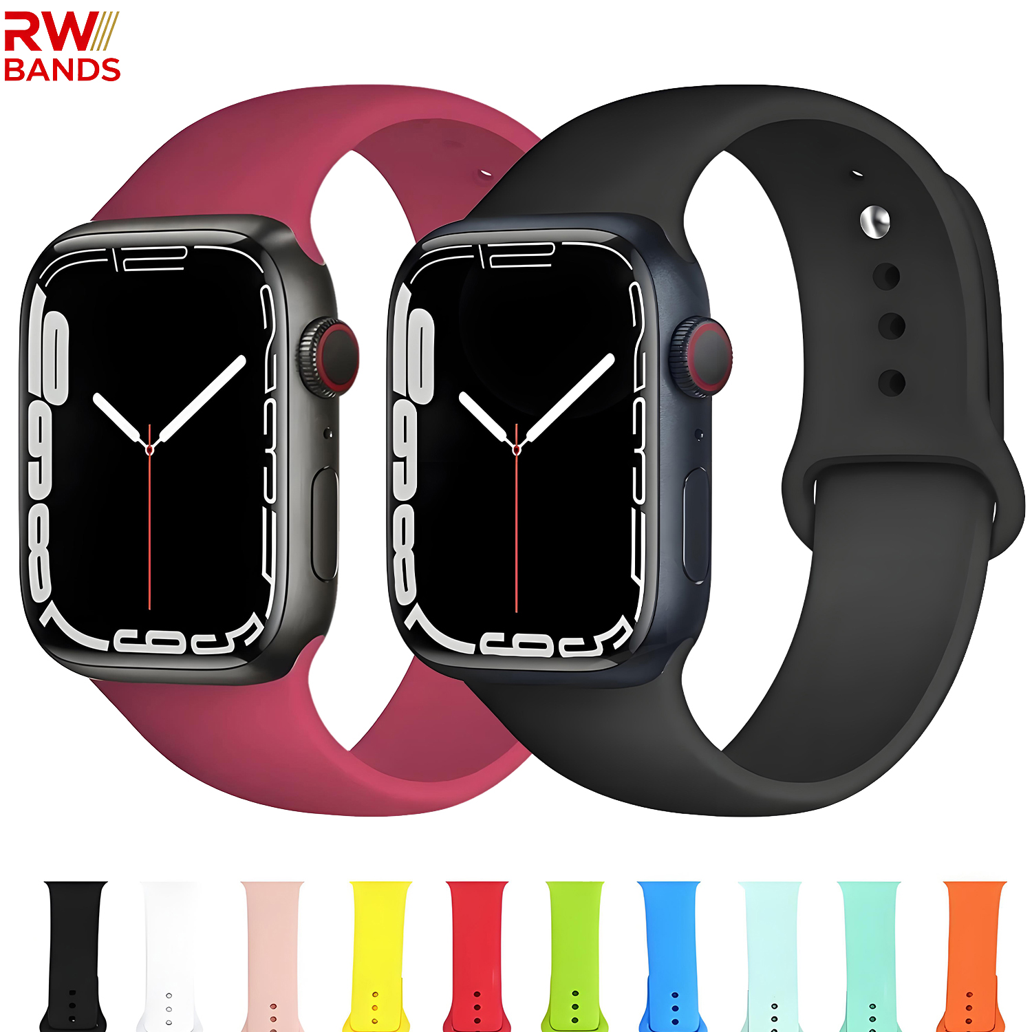 Soft Silicone Replacement Strap for Watch 46mm 45mm 44mm 42mm 41mm Sport Band for iWatch Ultra 2 Series 11 10 9 8 7 6 5 SE