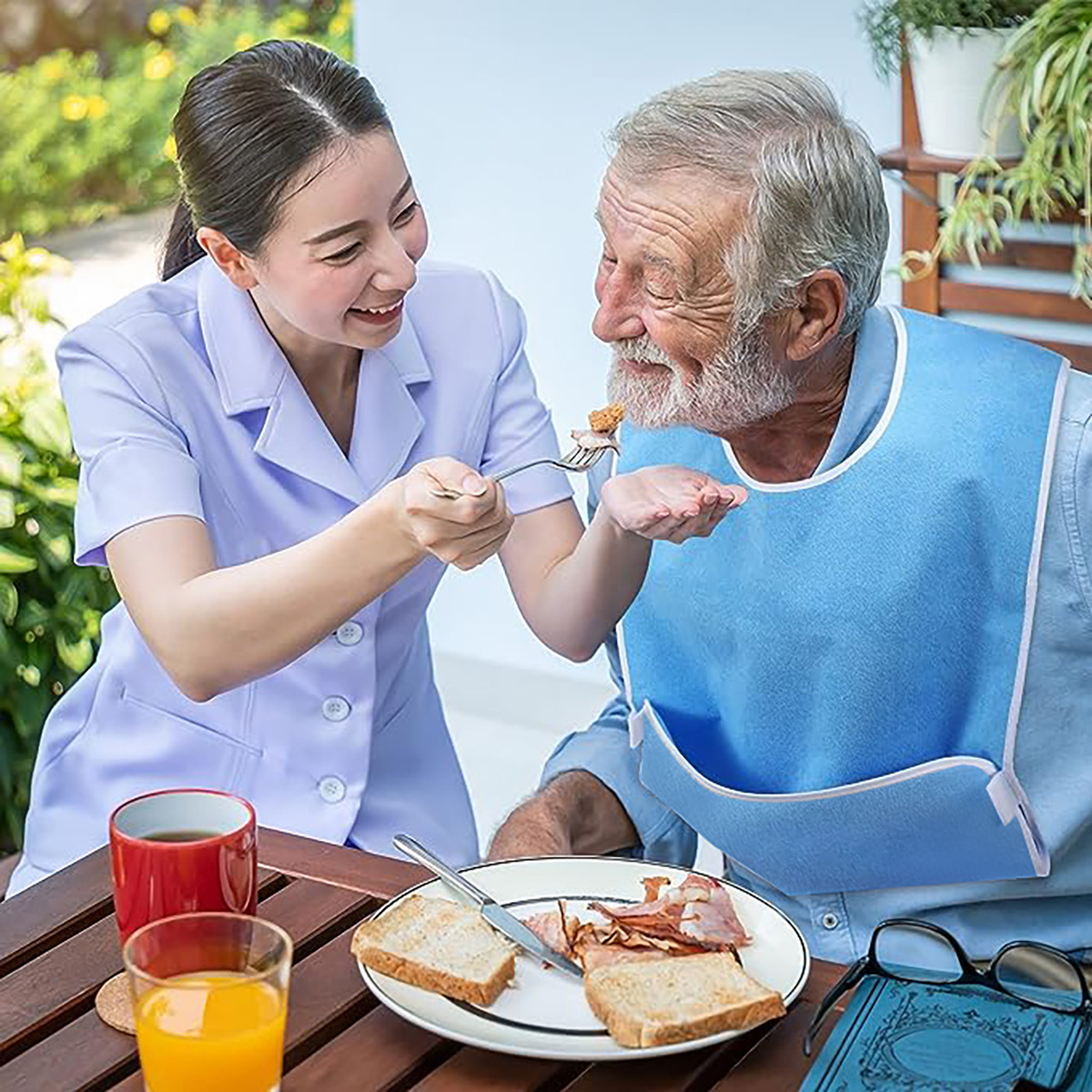 New coated apron reusable waterproof terry bibs Or bring a pocket For women and men Elderly Seniors & Disabled bibs
