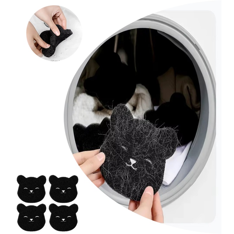 Laundry Sponge Hair Removal Device Bear Shaped Laundry Ball Washing Machine Hair Catcher Pet Hair Removal Device Cleaning Sponge