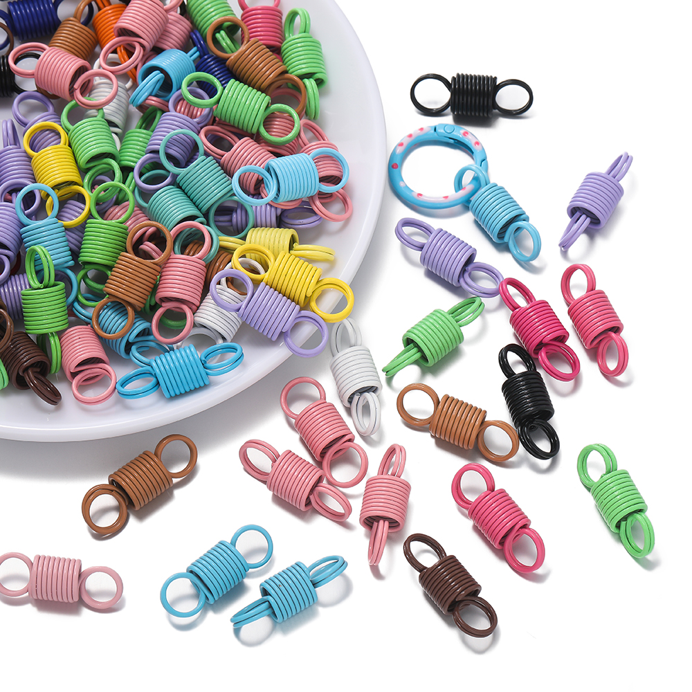 10Pcs/Lot Spring Clasps Cord Crimp End Caps Fastener Connectors For DIY Leather Bracelet Necklace Jewelry Making Supplies