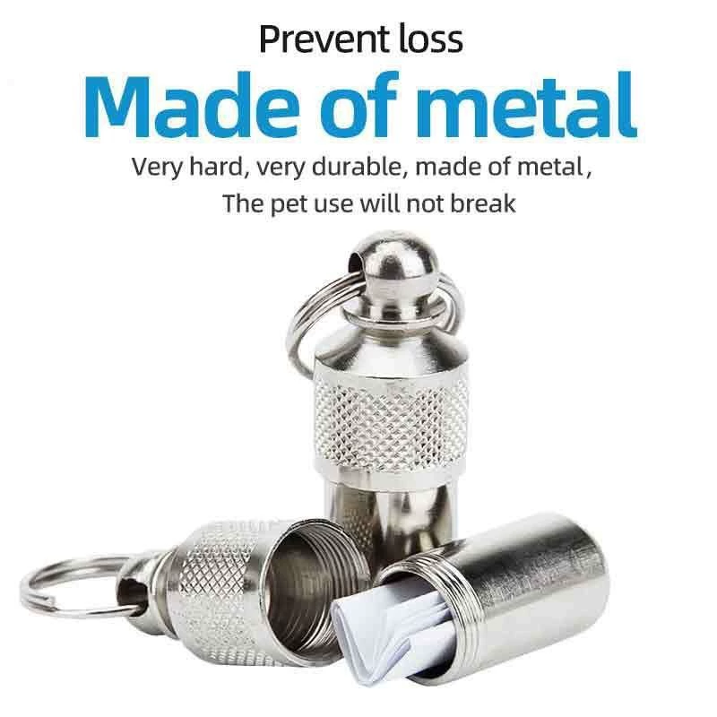 Anti-Lost Pet Dog Cat ID Tag Metal Storage Tube Collar Accessory Pet Name Address ID Pendant for Pets Safety Identification