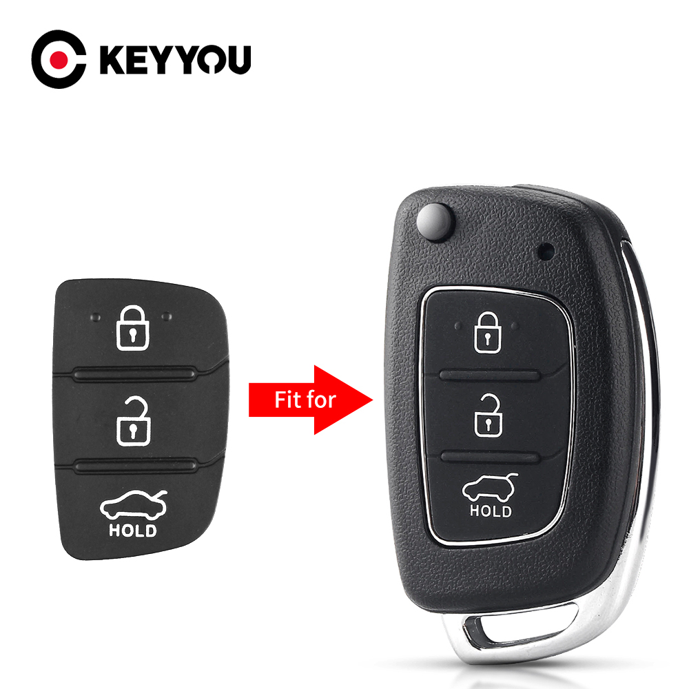 KEYYOU 3 Buttons Pad Replacement Car Remote Key Shell For Hyundai Creta I20 I40 Tucson Elantra Santa fe Solaris ix35 ix45