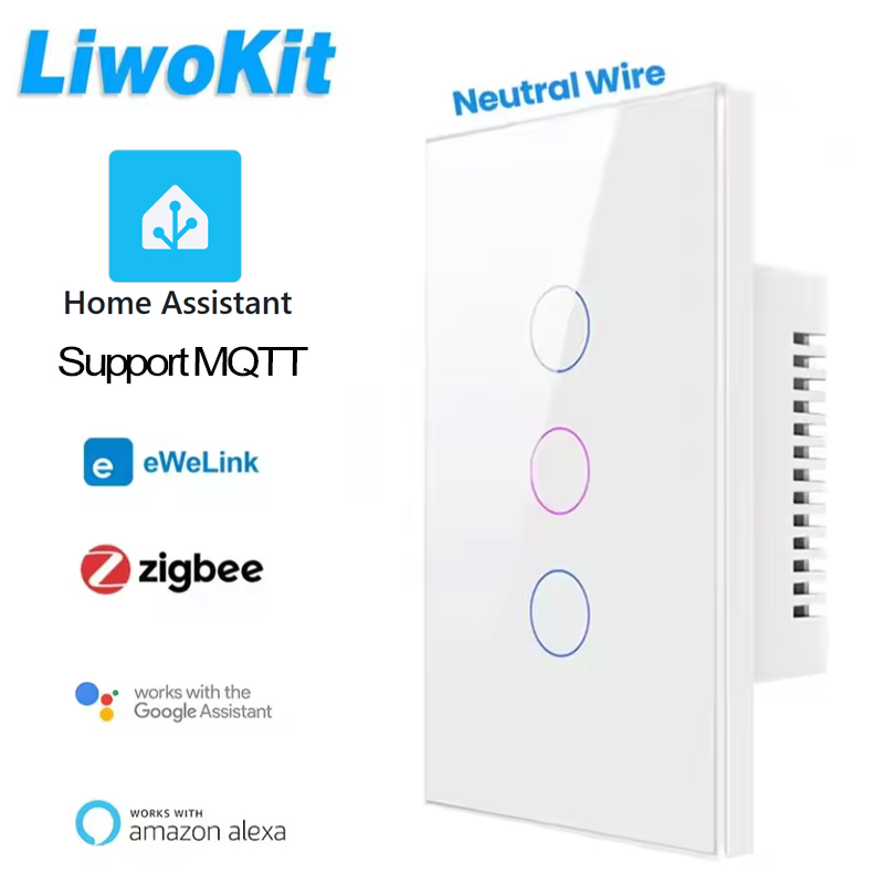 LiwoKit ZigBee eWelink App Wall Touch Smart Light Switch With Neutral compatible AlexaGoogle lightify