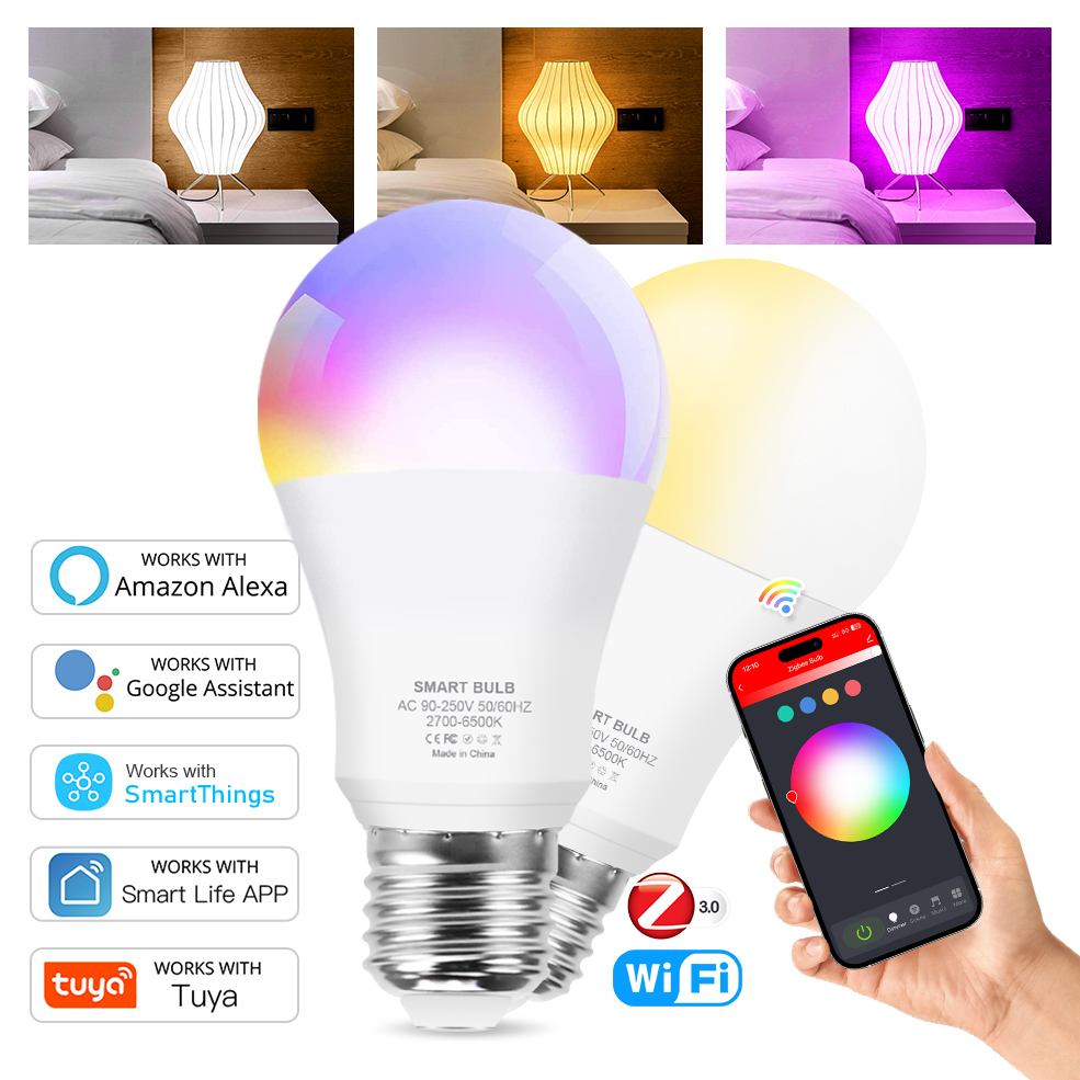Zigbee 3.0 18W LED Light Bulb RGB+WW+CW E27 WiFi Tuya Smart Home LED Lamp Works With Smart Life Alexa Assistant