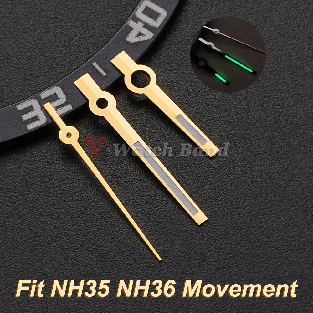 Polished Silver Gold Aiguille NH35 Watch Hands Needles C3 Lumen Pointer Datejust Hands for NH35/NH36 Replacement Part