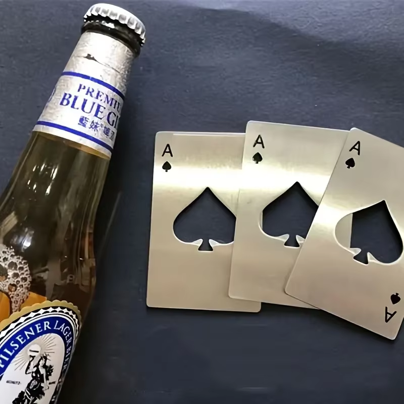 1pc Poker Shaped Steel Bottle Opener, Outdoor Concealed Poker For Throwing Practice