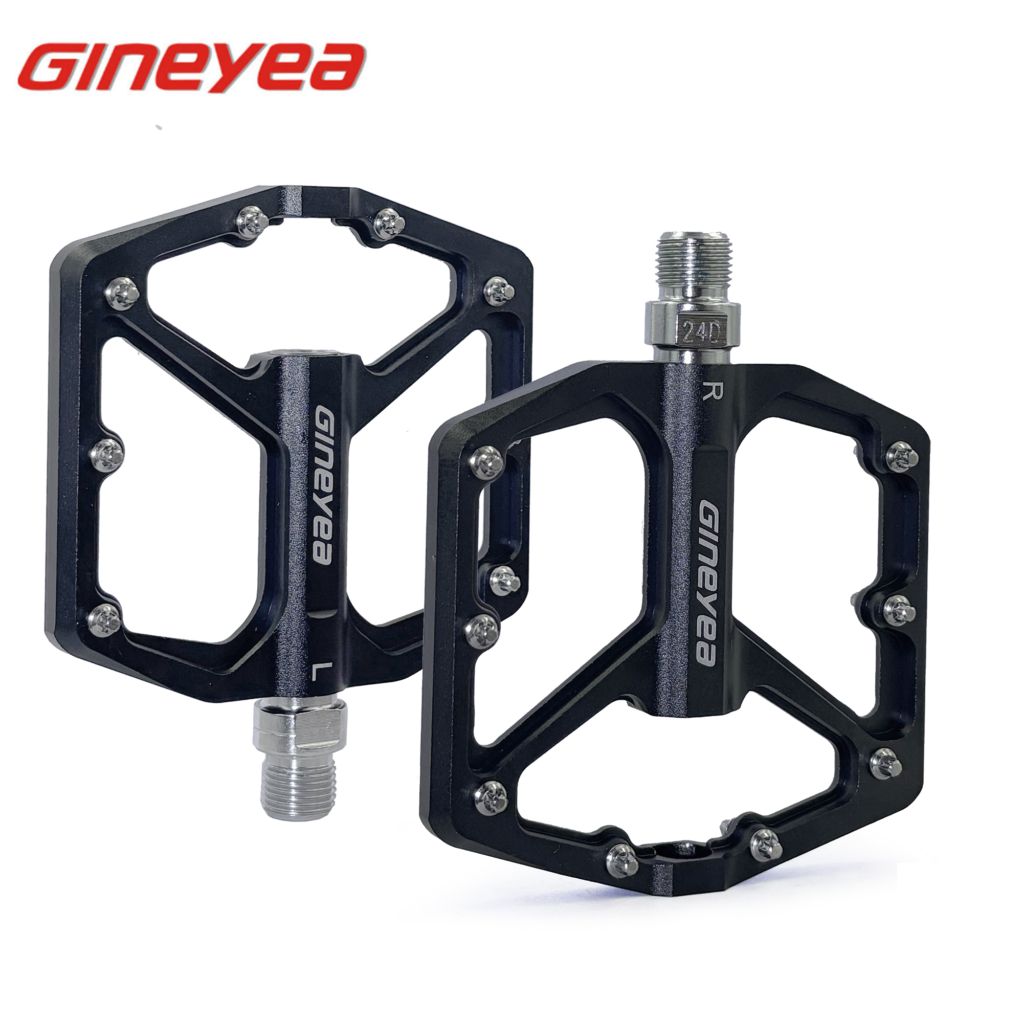 Gineyea Aluminium Alloy Flat Bike Pedals, 3 Seal Bearing Anti Slip Large Platform Pedals Mountain Bike Road Bike BMX accessories