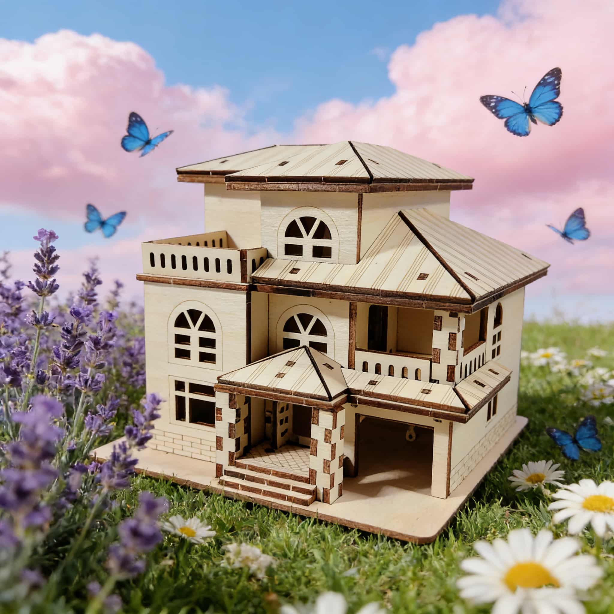 3D Wooden Puzzle Model of a Country Villa - Wooden Educational DIY Assembly Toy - Educational Toy