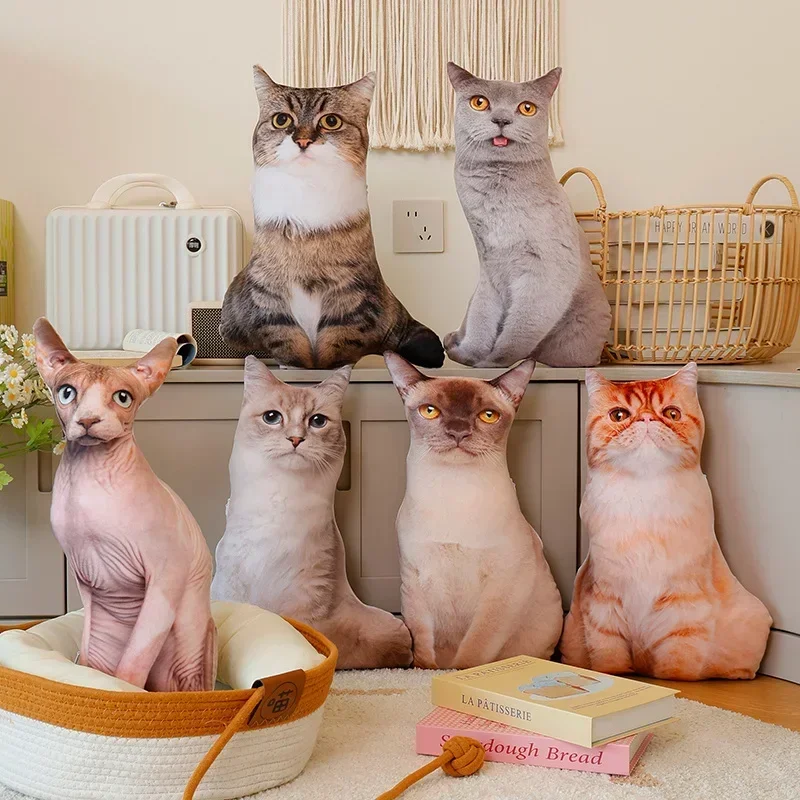 Simulation Cats Plush Pillow Stuffed Animal Cute Lifelike Kitten Pet Doll Home Decor Sofa Cushion Creative For Birthday