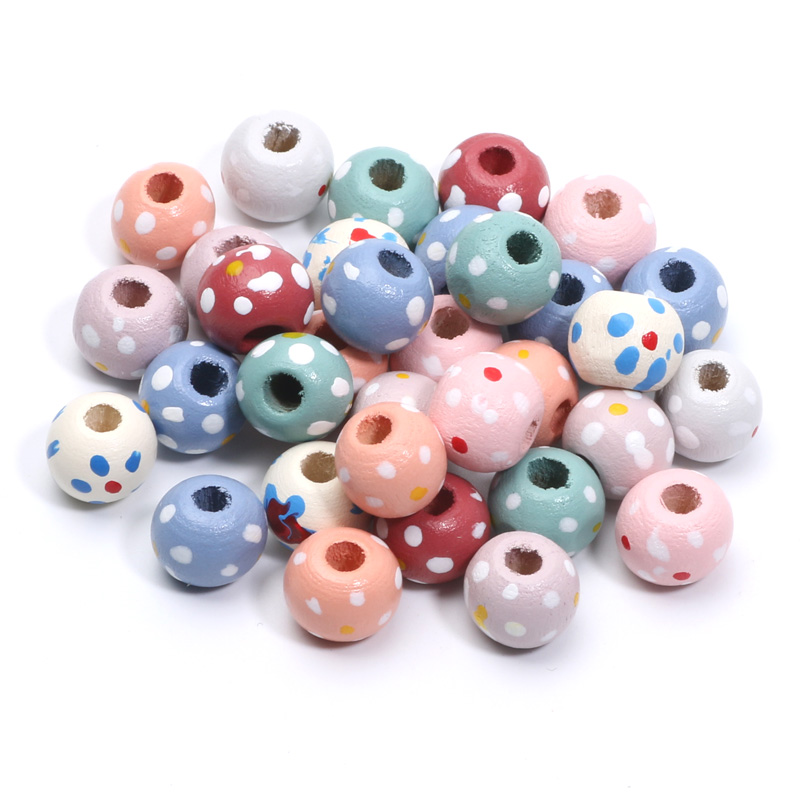 50pcs Natural Wooden Beads Multi-shape Round Oval Large Hole Loose Spacer Wood Beads For Jewelry Making DIY Accessories