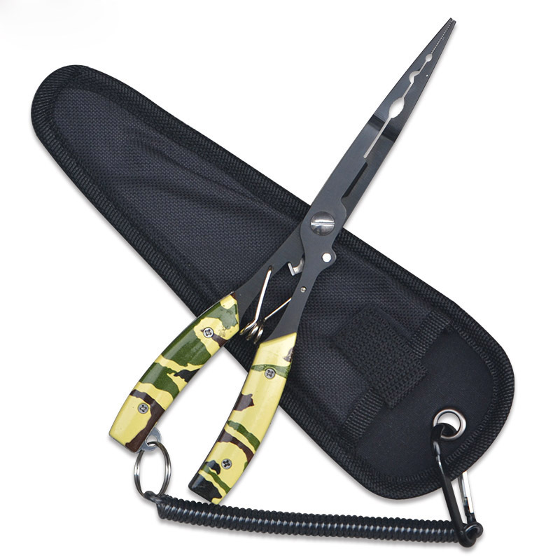 Convenient Stainless Steel Fishing Pliers with Non-Slip Handle and Hook Remover - Durable and Multifunctional Fishing Scissors