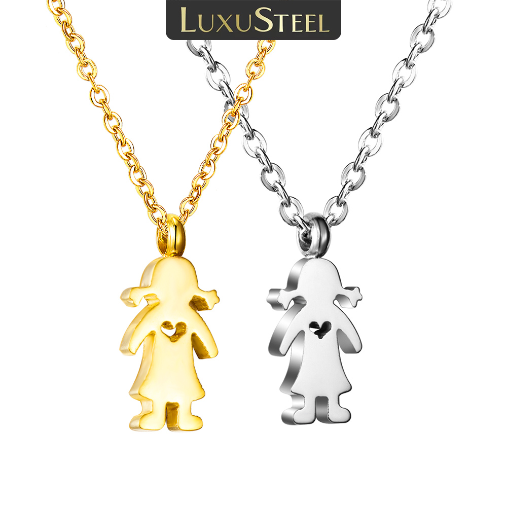 LUXUSTEEL Stainless Steel Necklace For Women Men Boy Little Girl Kid Heart Pendant Choker BFF Engagement Jewelry No Fade pen gpt