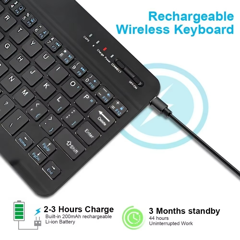 7/10 Inch Bluetooth Wireless English Keyboard UP TO 10M Wireless Range Rechargeable For IOS Android Windows Mobile Phones Tablet