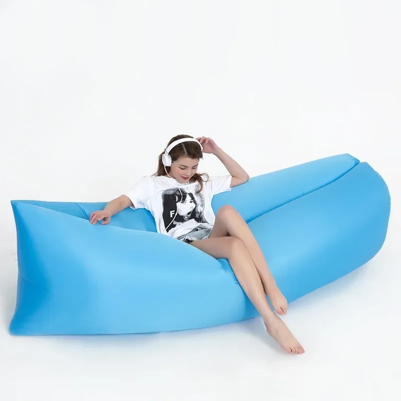 Inflatable Lazy Sofa with Pillow Multi-color Optional Portable Outdoor Camping Air Sofa Lounge Bed