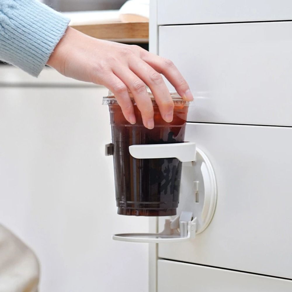 Durable Wall-Mounted Round Cup Holder Self-Adhesive Foldable Drink Holder Space-Saving Multipurpose Wall Bottle Rack
