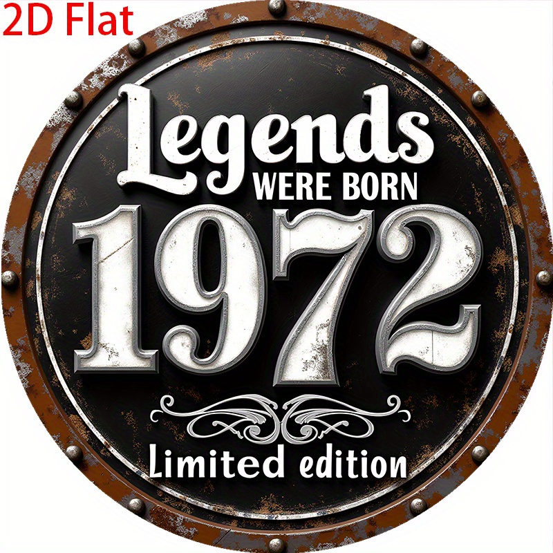 2D flat - 1pc circular logo "Legend Born Retro wall Art, gorgeous frame, perfect for home, bar, cafe