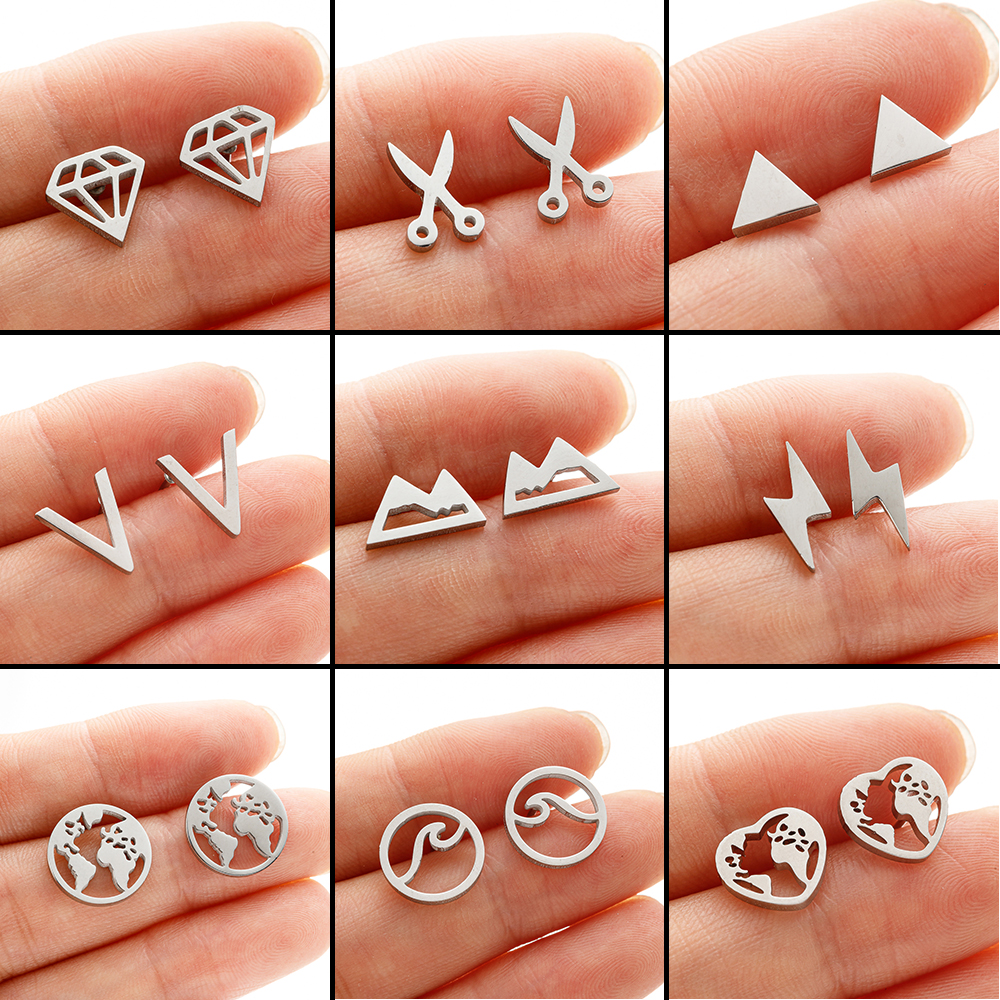 Simple Round Design Sea Wave Earings Geometric Ocean Surf Stud Earrings Stainless Steel Jewelry Wholesale Pendientes pen gpt