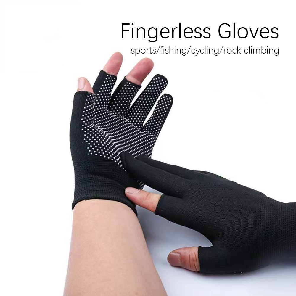 DNDYUJU 1 Pair Fishing Gloves Men's Gloves Women Universal BreathableOutdoor Anti-slip Glove 3 Cut Finger Angling Gloves