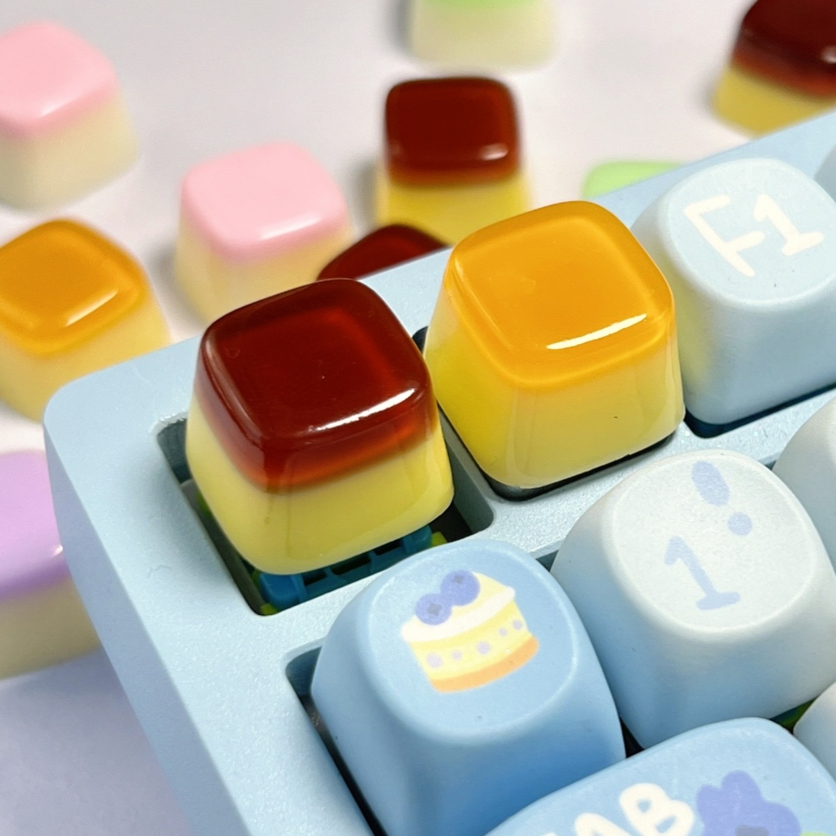 1pcs DIY Transparent Jelly Pudding Keycap Personalized Cross Shaft Mechanical Keyboard Key Caps Original Dripping