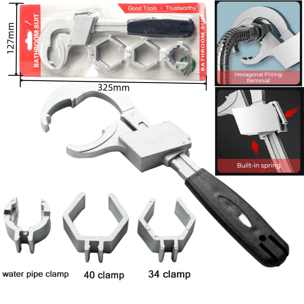 Universal Adjustable Double-ended Wrench Multifunctional Bath Wrench Aluminium Alloy Open End Spanner Bathroom Repair Hand Tool