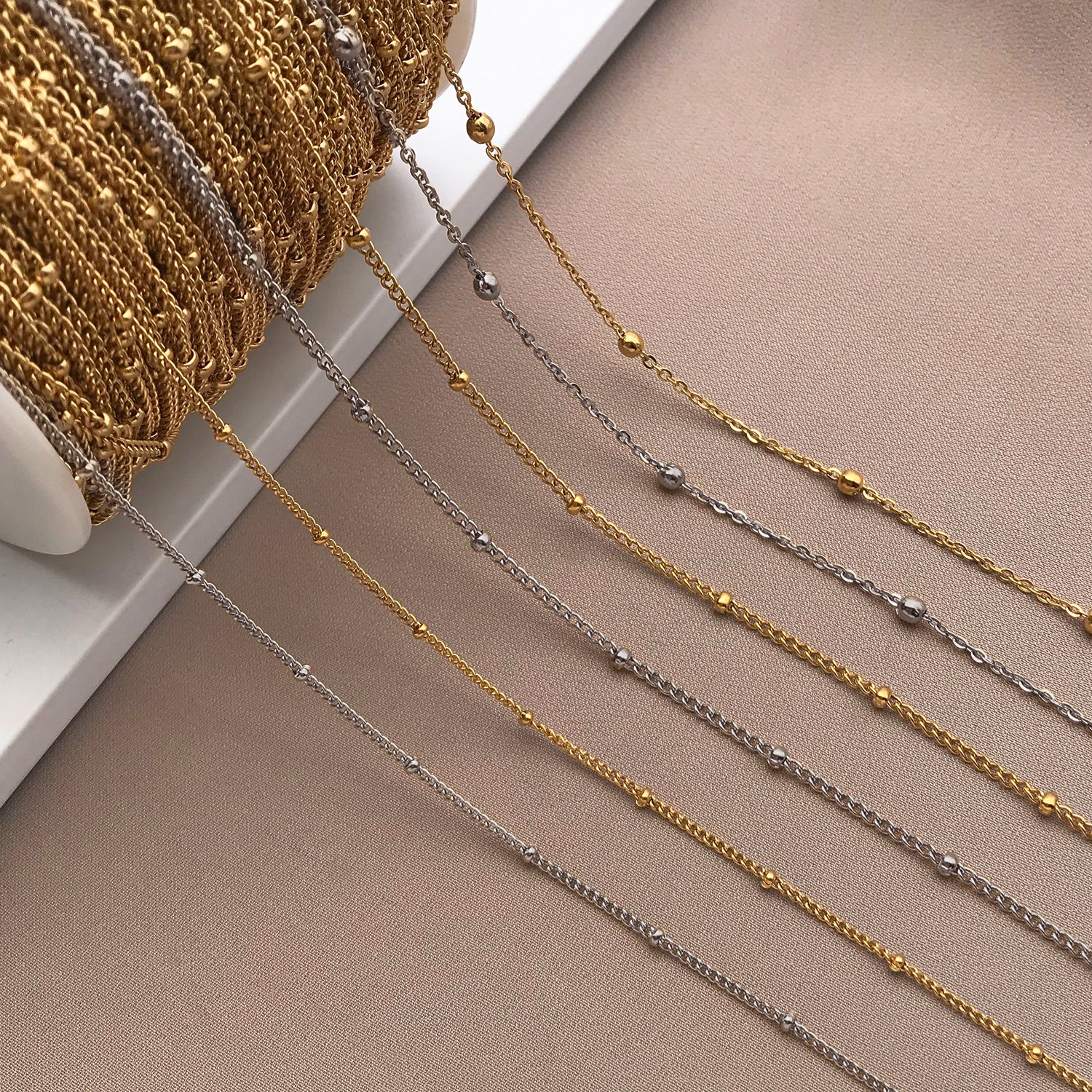 1M Stainless Steel Chains Gold Color Chain for Jewelry Making DIY Necklace Bracelet Accessories Beads Beaded Chain
