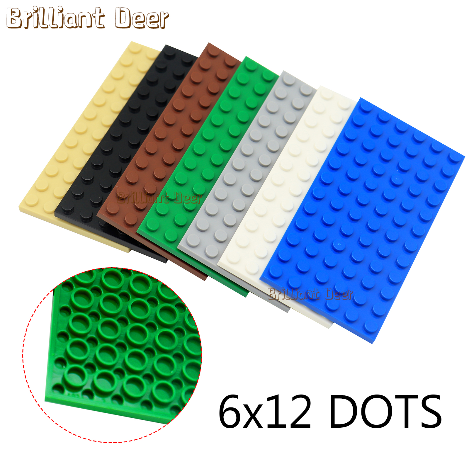 10PCS 6X12 Dots Base Plate Classic MOC DIY City Figures Building Blocks Bricks Parts Compatible with 3028 Children Toys