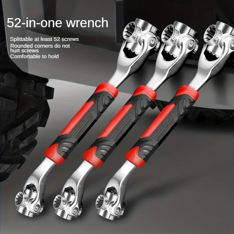 52-In-1 Multi-Function Wrench, 8-19mm, 360° Rotating Head, Adjustable Wrench, Used For Car Repair, Home Maintenance,