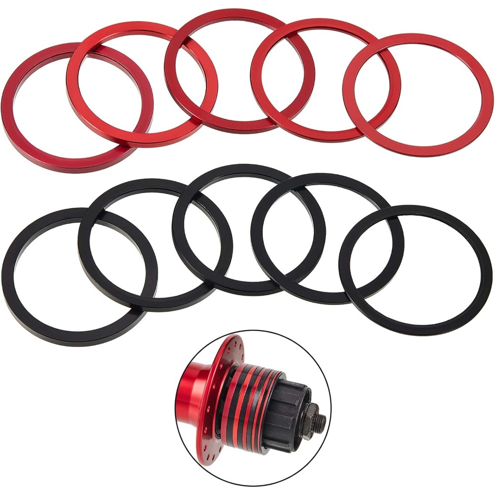 Bike Cassette Spacer Bicycle Bottom Bracket Spacer 7-11 Speed Cassette Washer Anodized Aluminium Alloy Flywheel Hub Washer 1-3.0