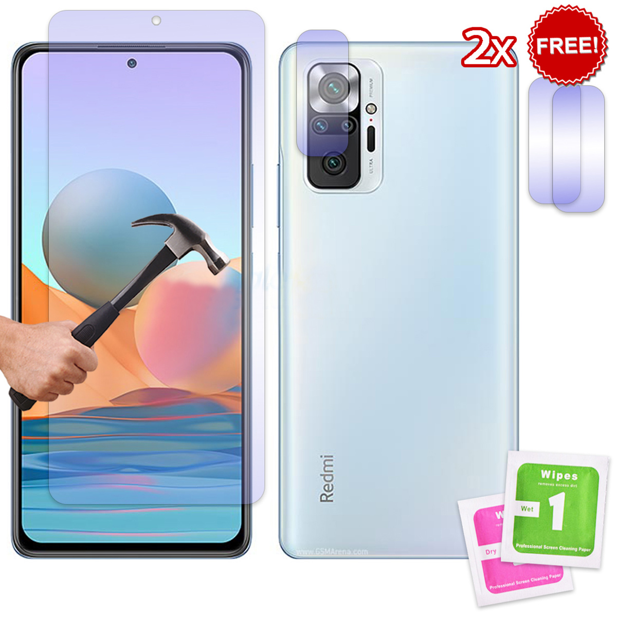 9H Nano Flexible Tempered Glass Screen Guard for Xiaomi Redmi Mi Poco Models + 2 Camera Protectors