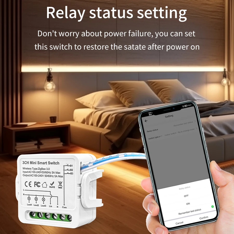 1/2/3 Channels Zigbee 3.0 Smart Wireless Switch 16A/10A/5A 100-240V Smart Home APP Voice Control Work with Alexa Home