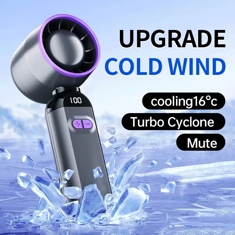 Portable High Speed Cooling Handheld Fan USB Charging Fan Strong Wind Foldable Air Cooling Turbo Fan for Outdoor Summer Cooling