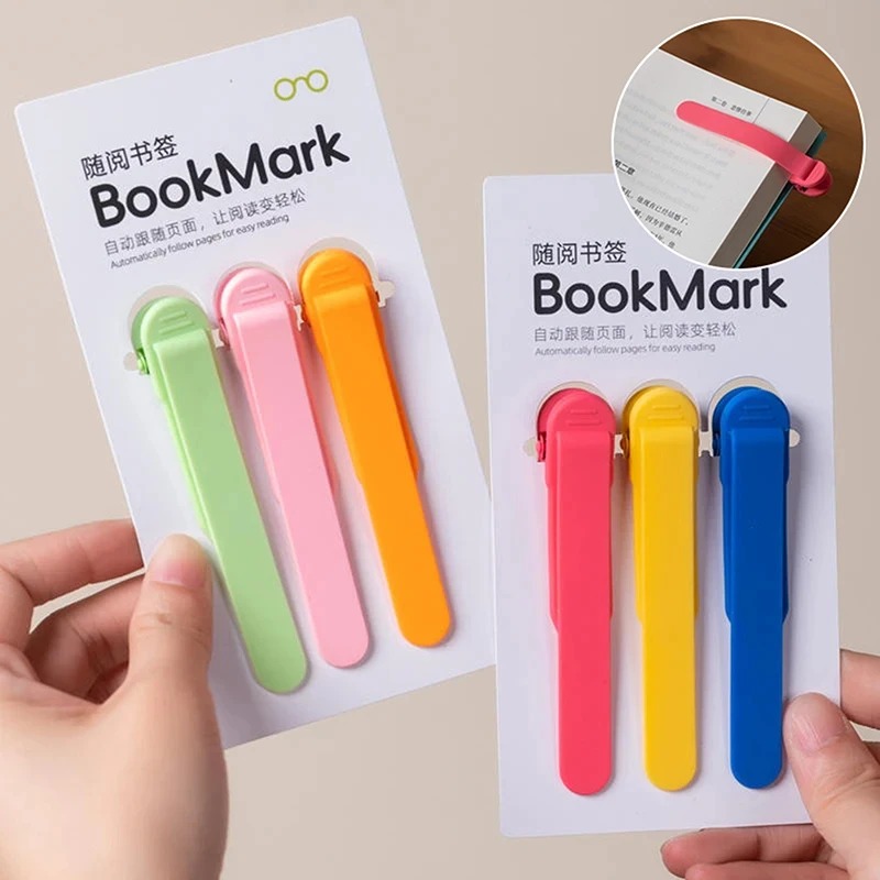 3pcs Multi-function Reading Bookmark Automatic Page Turning Creative Soft Silicone Non-deformation Bookmark Book Accessories