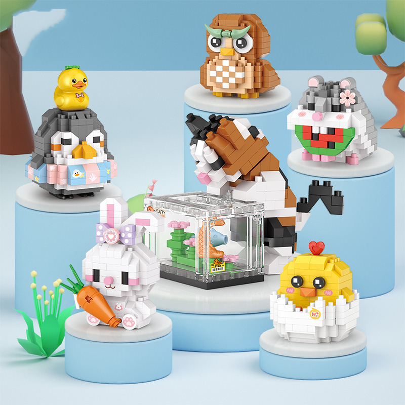 8 Styles Cute Animal Mini rabbit Building Blocks Puppy Cat Model Dog DIY Bricks Toys For Boys And Girls Birthday For Kid