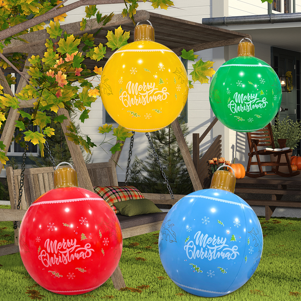 1pc Giant Inflatable Christmas Ball Christmas Xmas Tree Outdoor Decoration PVC Ball for New Year and Holiday Festivities