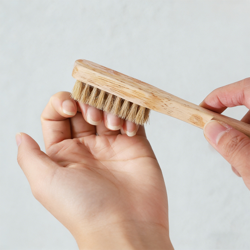 1/3PCS Small Solid Wood Long Handle Boar Bristle Nail Brush - Natural Portable Hand Care Tool for Nail Gap Cleaning