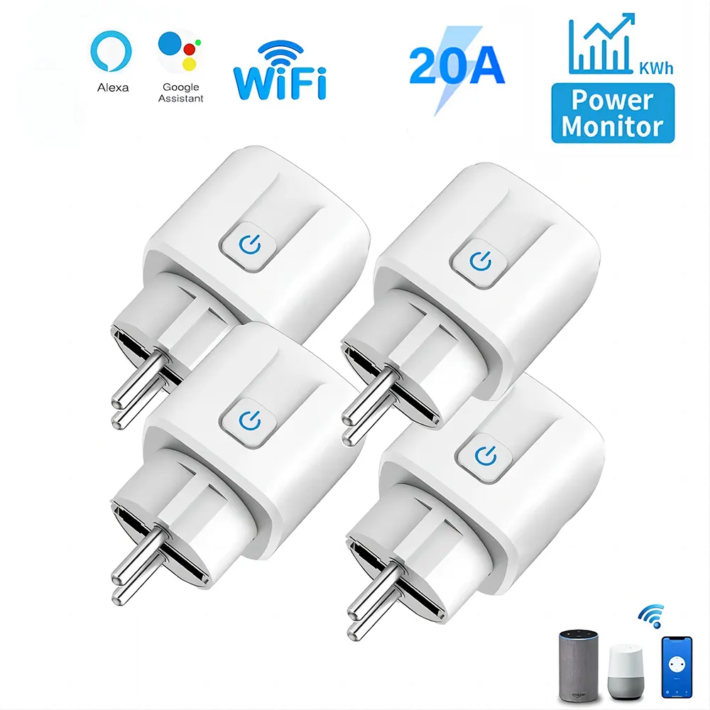 Tuya Smart Wifi Socket 16A/20A EU Smart Plug With Power Monitoring Smart Life APP Remote Control Support Assistant Alexa - image 1