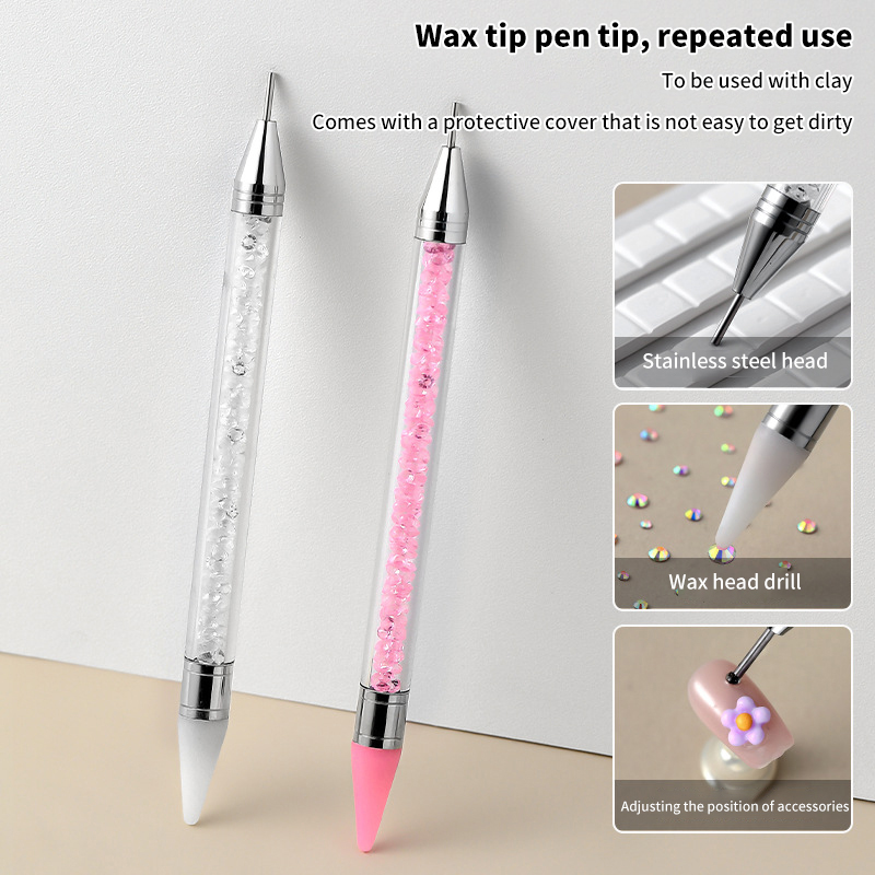 1PCS Wood Double Headed Nail Art Brush Carving Flower Painting Pen Mixing Pen DIY Manicure Tool Multifunctional pen gpt
