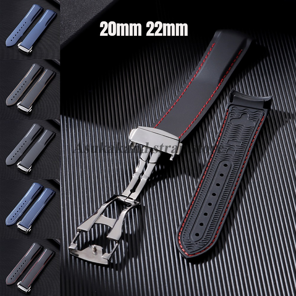 Silicone Watchband 20mm 22mm For Watch Straps for New Seamaster 300 Waterproof Belt for Curved End Bracelets