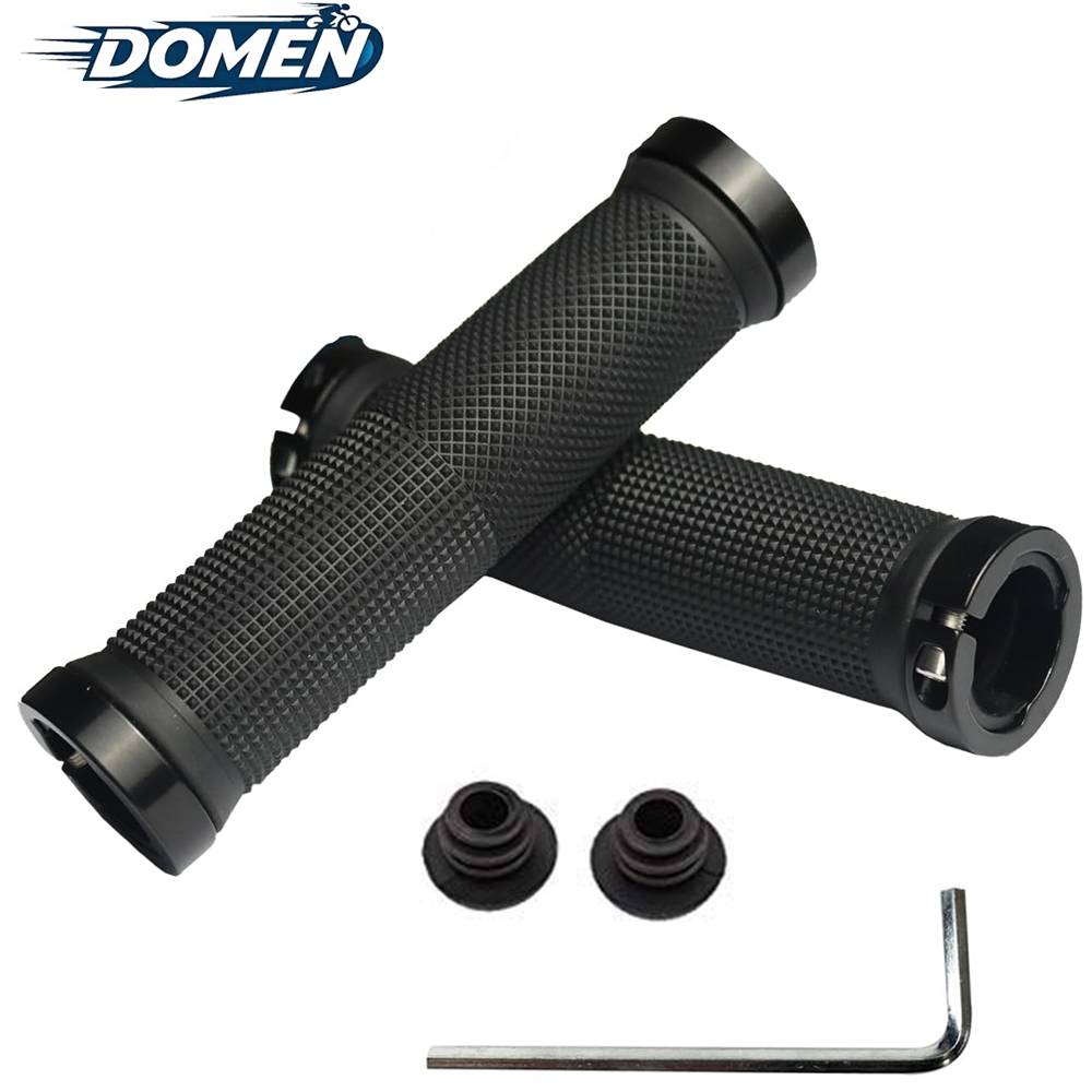 DOMEN Bicycle Handlebar Rubber Grips Alloy Lock Non-Slip Bicycle Grips Double Aluminum Lock BMX MTB Bicycle Handlebar Grips