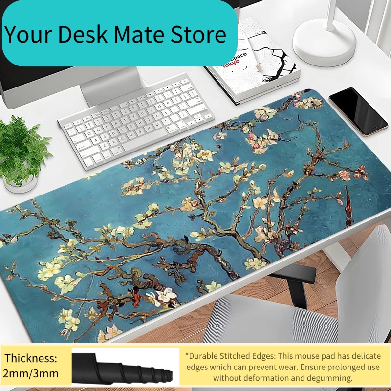 Van Gogh Oil painting Large Gaming Mausepad Keyboard Gamer Non-Slip XXL Mouse Pad on The Table Speed Desk Mat Anime 800X400 M