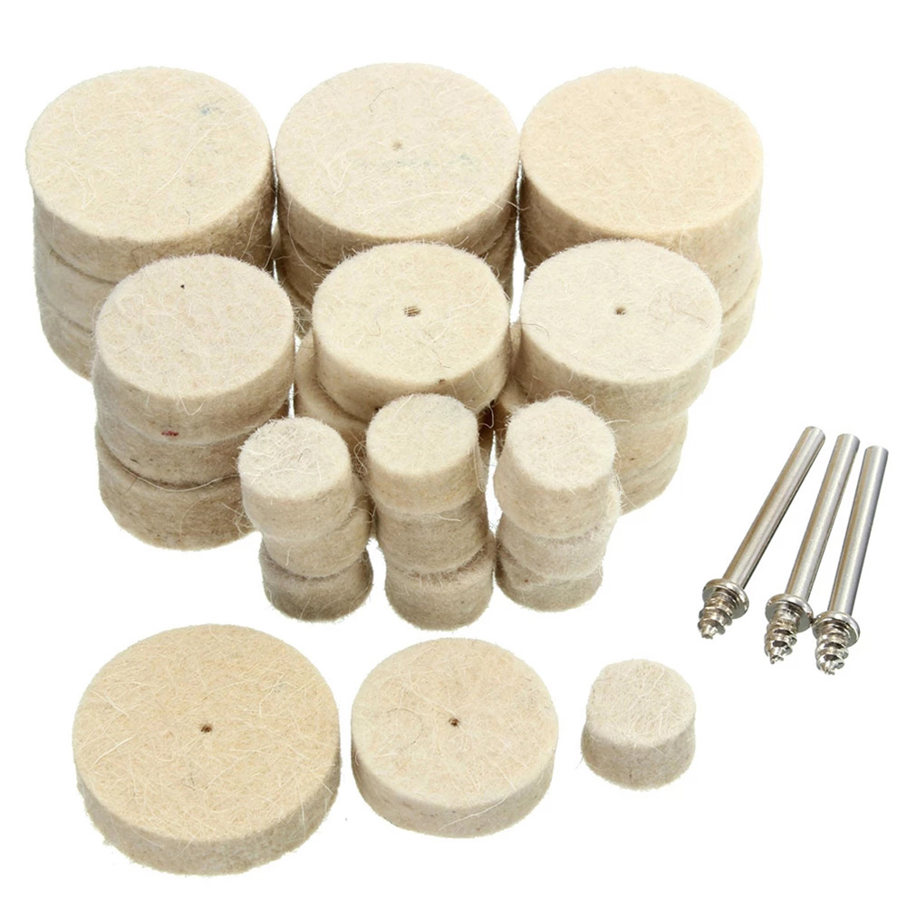33pcs Wool Felt Polishing Wheel Cloth Buffing Disc Jewelry Mirror Sanding Pads 3mm Shank For Drill Rotary Tool