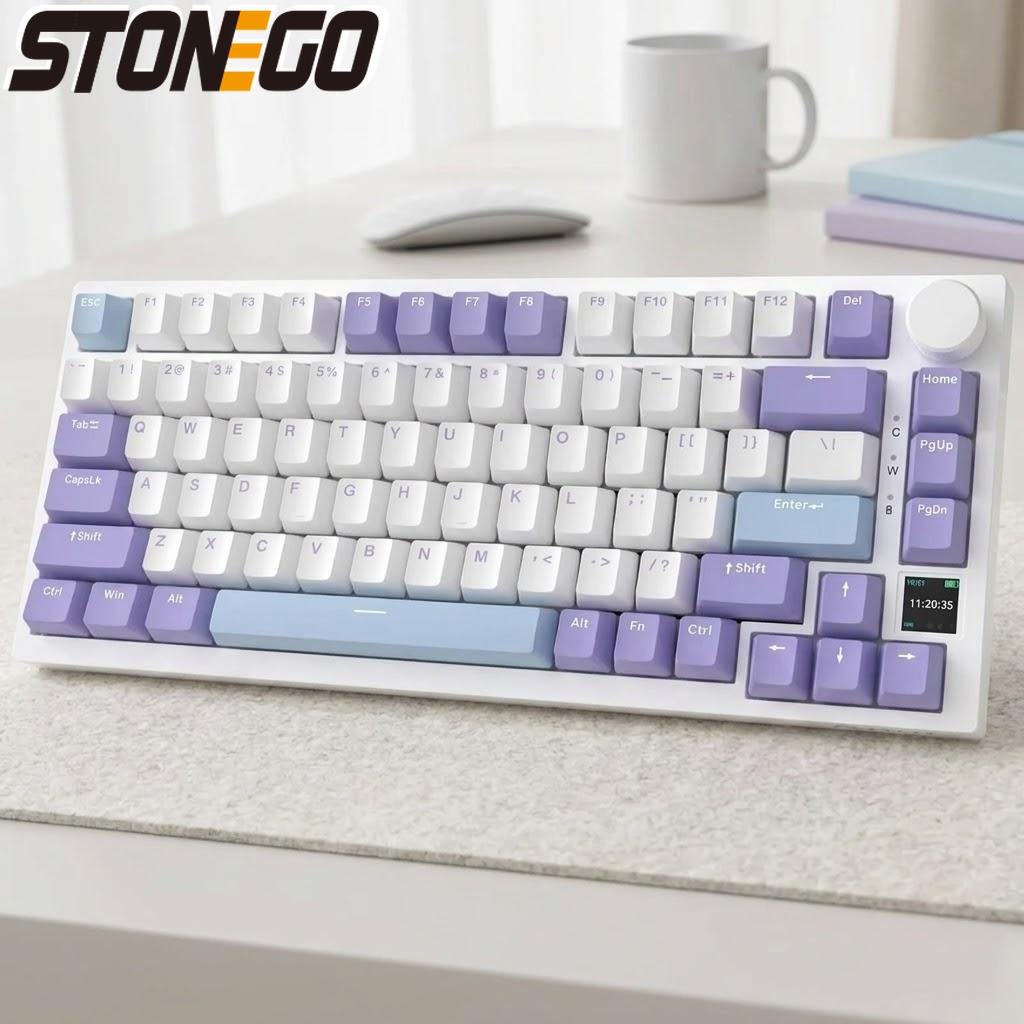 75 Hot Swap Mechanical Keyboard TFT Display 4000mAh Bluetooth 24G Wired RGB LED Knob Control E Sports Windows Mac