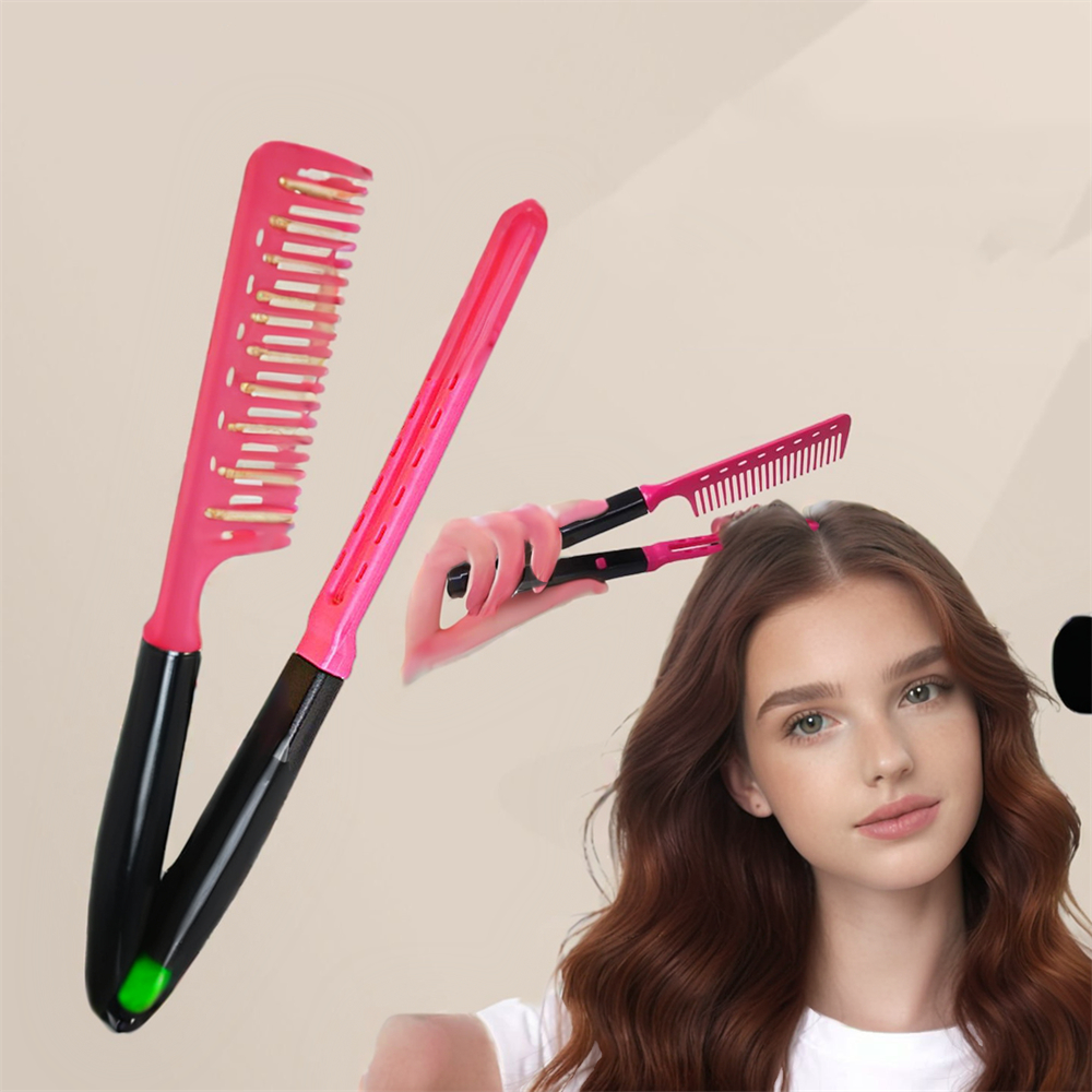 1PC Folding V Type Hair Straightener Brush Hairdress Tool Hairdressing Combs Natural Hair Styling Curling Comb Hair