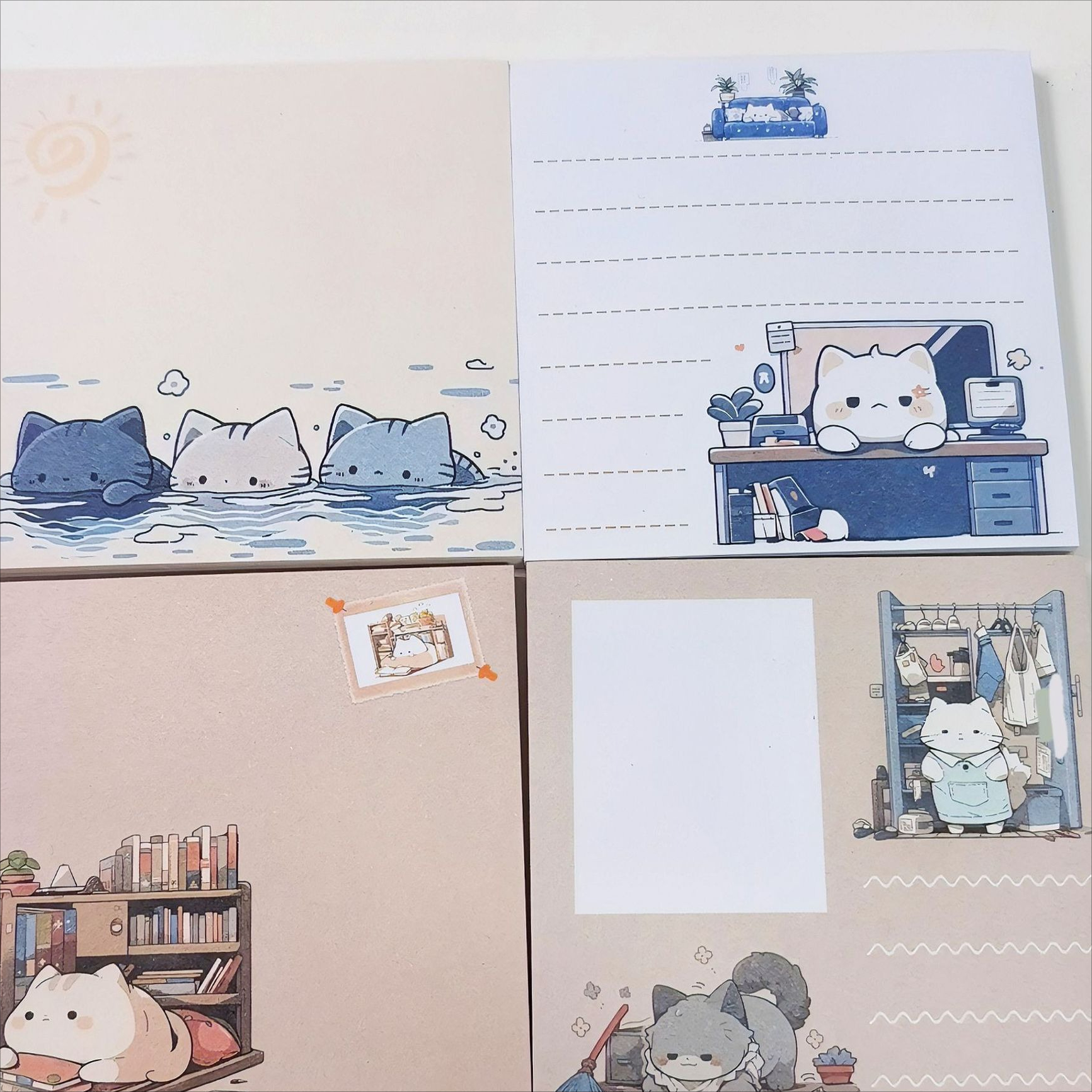 Cute Japanese Cat Sticky Notes 50 Sheets Cartoon Heart Design Memo Pads High Appearance Notebook Material for Student Office