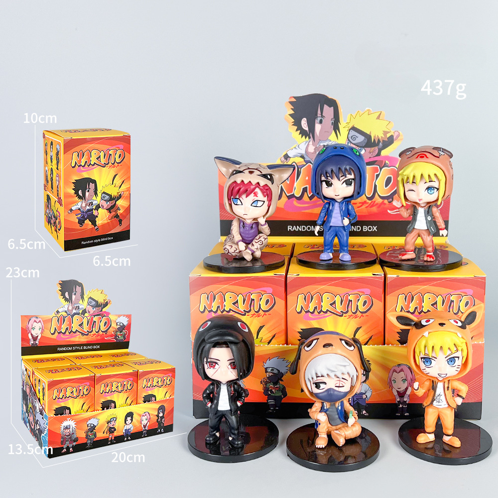 Naruto Sasuke Kakashi Gaara Ferret Anime Blind box Character PVC Figure Collection Model Desktop Ornament Christmas gift
