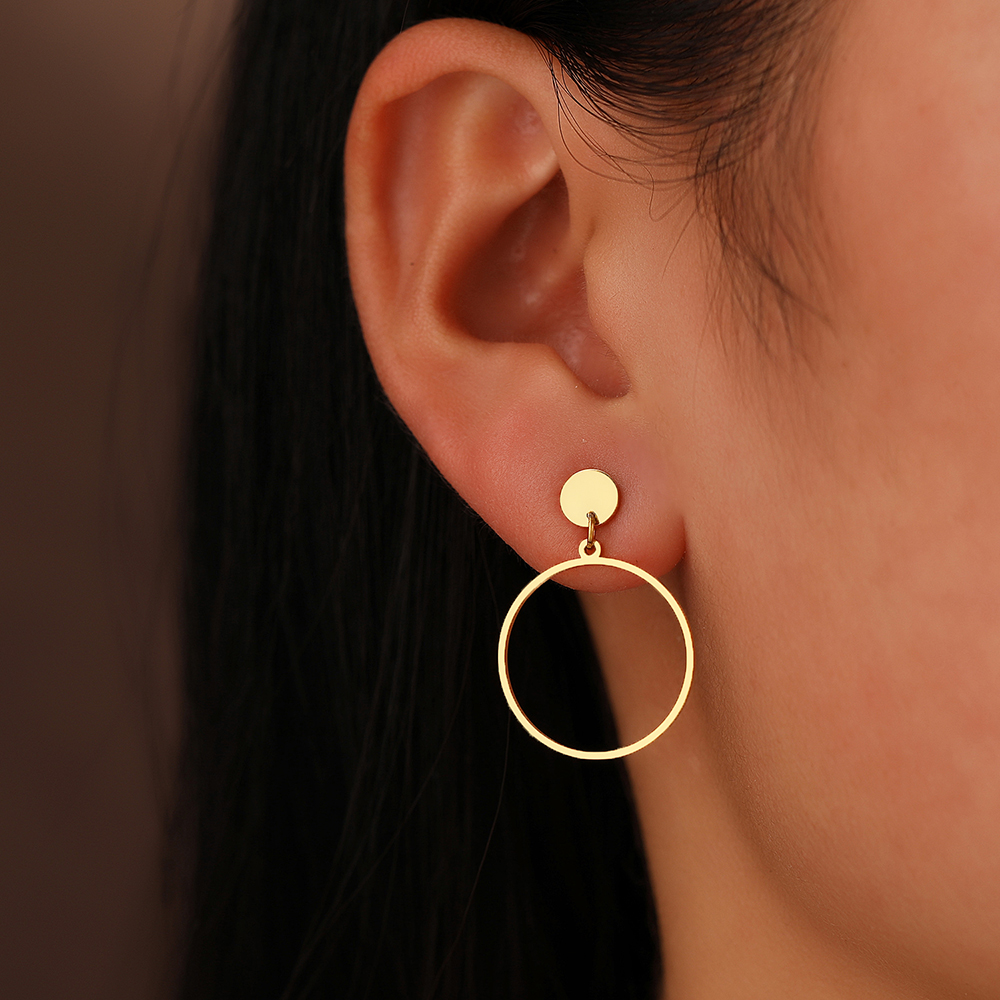 Stainless Steel Earrings New Classic Simple Geometric Circle Pendant Fashion Earrings For Women Jewelry Goth Trend Fine