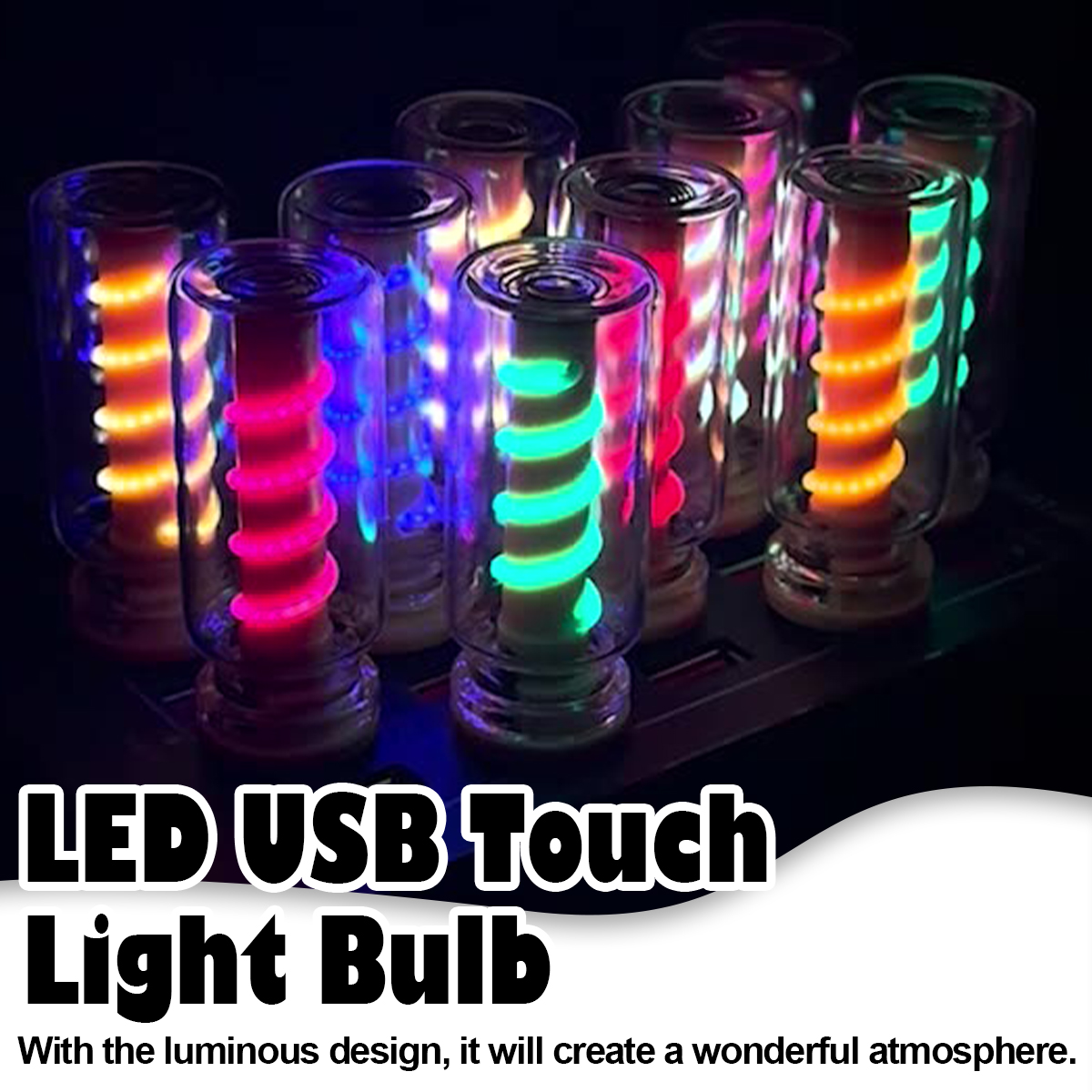 Dimming USB Touch Control LED Night Light Portable Mini Decorative Lighting Camping Filament Lamp Charging Treasure Red Bulb 5V
