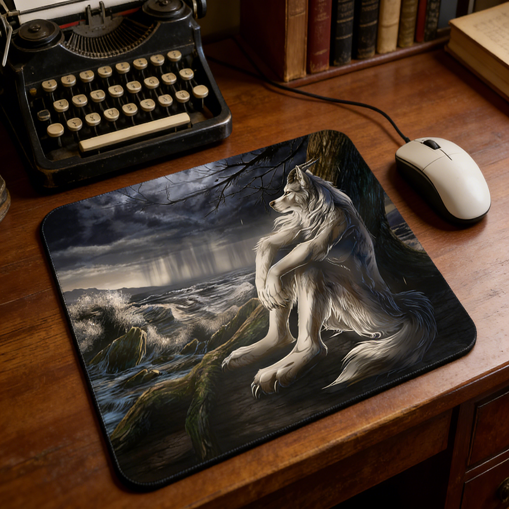 Wolf Illustration Mouse Pad Extended Desk Mat for Gaming Keyboard Mouse Office