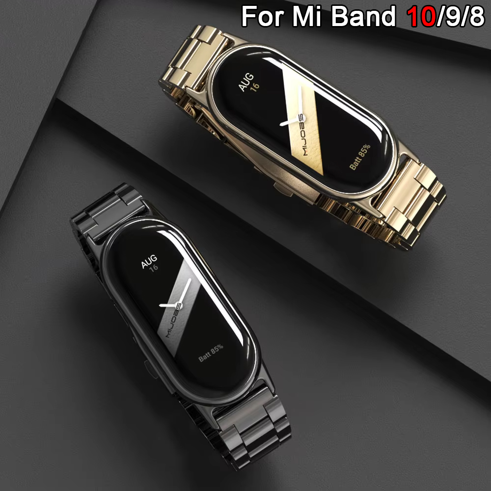 Stainless Steel Band Mi Band 8 9 10 Strap For Mi Band 10 Strap For Xiaomi Smart Band 9 Bracelet Watch Band Miband 8 Metal Strap