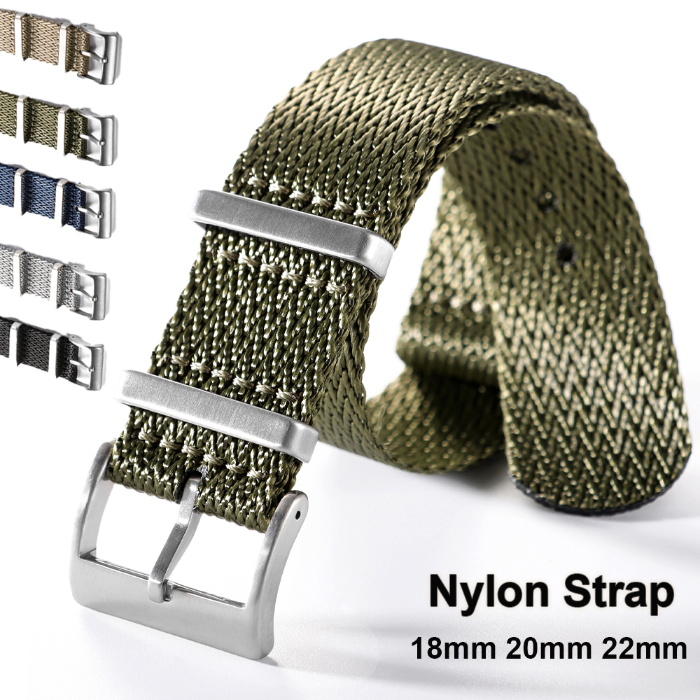 18mm 20mm 22mm Ribbed Nylon Watch Band Comfortable Watch Straps Loop Washable Blet for Men Watchbands for